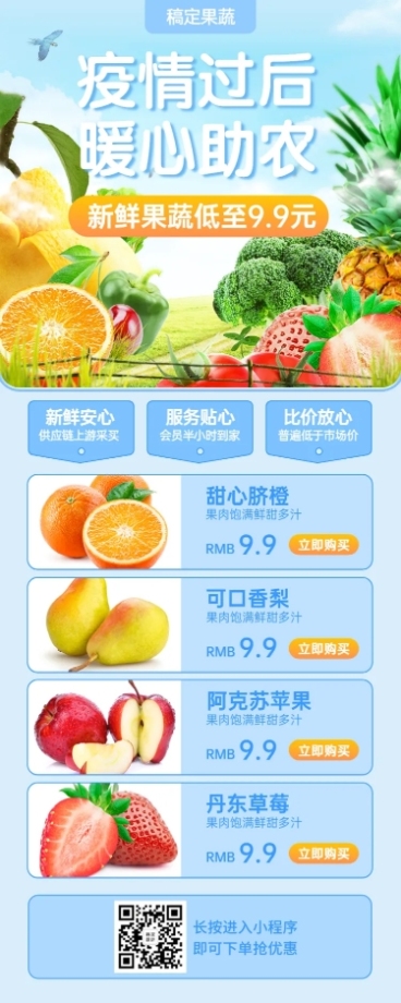 生鲜水果助农扶贫长图海报预览效果