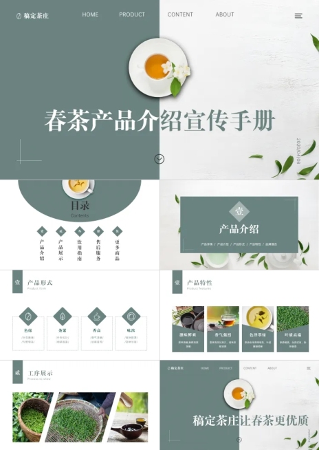 春茶产品介绍宣传手册PPT预览效果