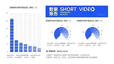 短视频平台用户组成条扇形图