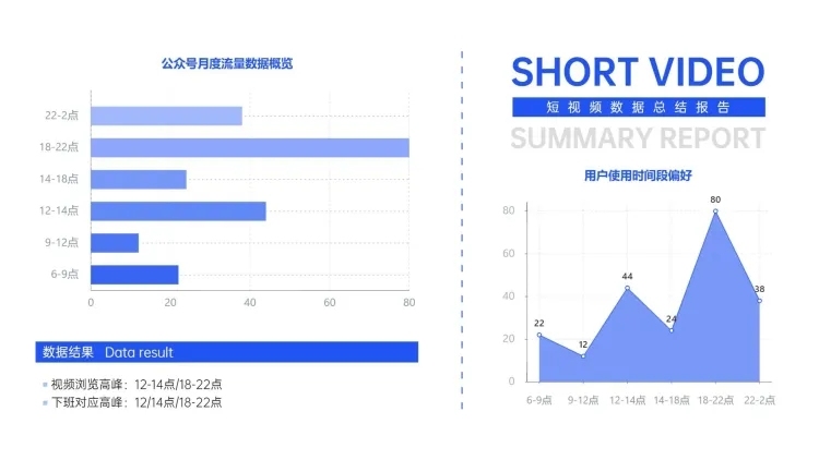 短视频使用时间段高峰数据柱状图预览效果