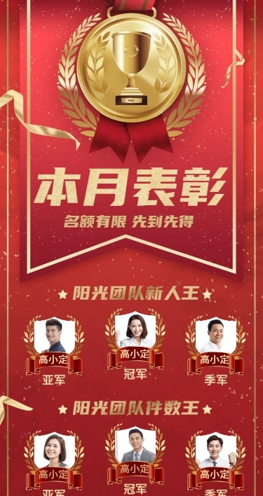 金融保险销售业绩喜报表彰长图海报