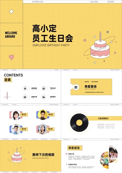 员工庆祝生日会PPT预览效果