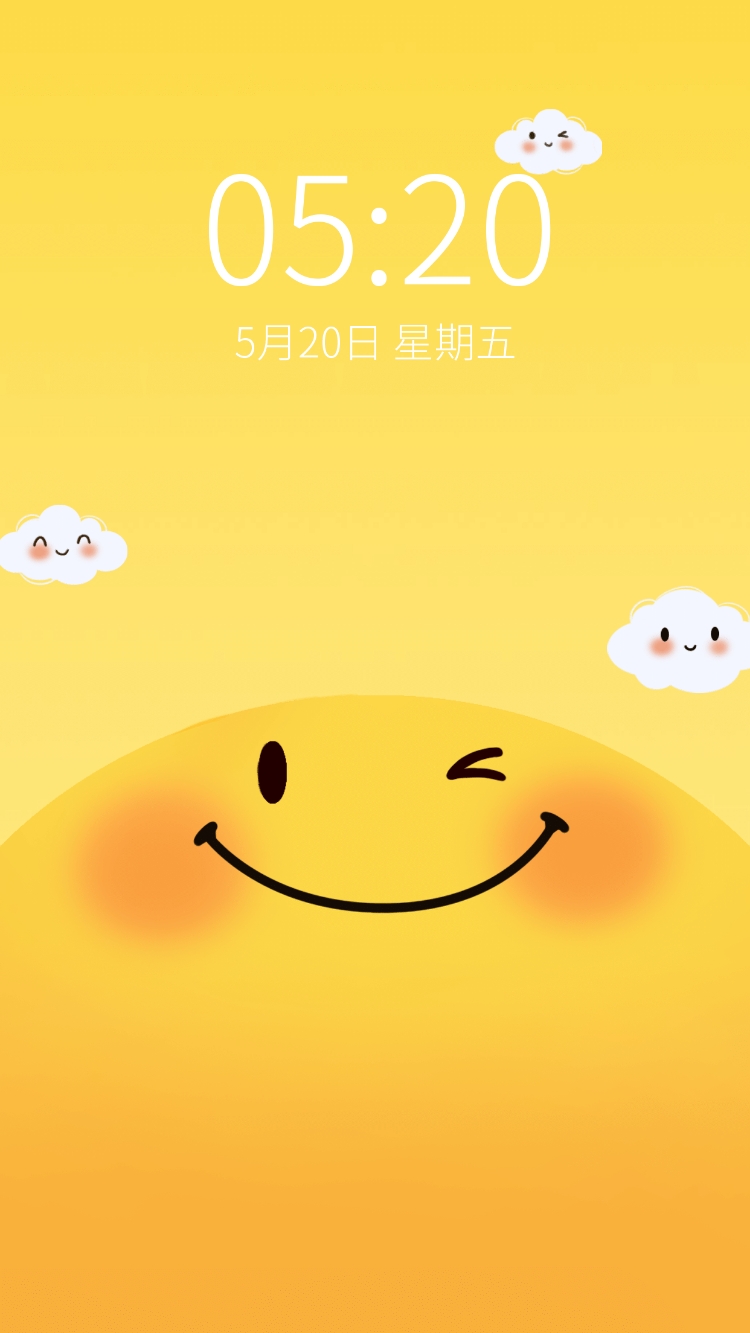手绘卡通笑脸可爱手机壁纸预览效果