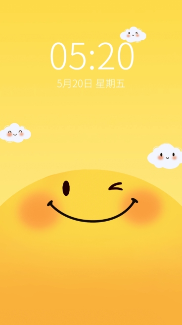 手绘卡通笑脸可爱手机壁纸预览效果