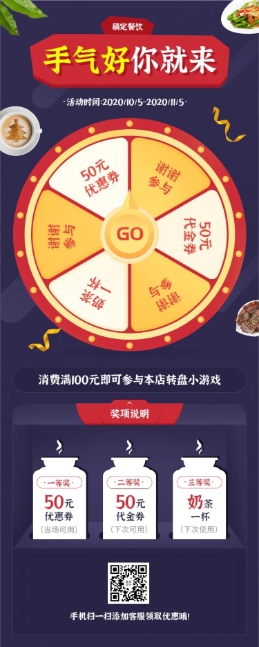 餐饮创意促销转盘长图