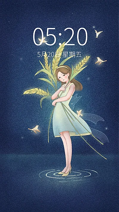 唯美插画女孩手机壁纸