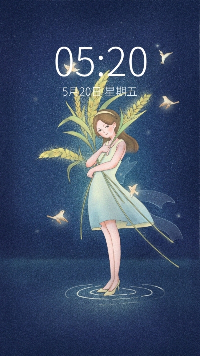 唯美插画女孩手机壁纸