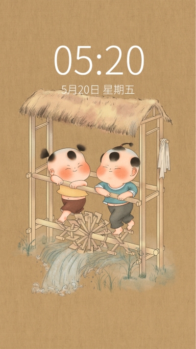 卡通可爱娃娃插画手机壁纸