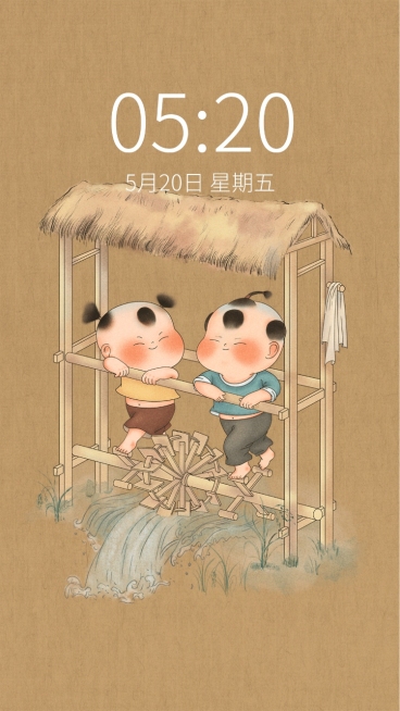 卡通可爱娃娃插画手机壁纸预览效果