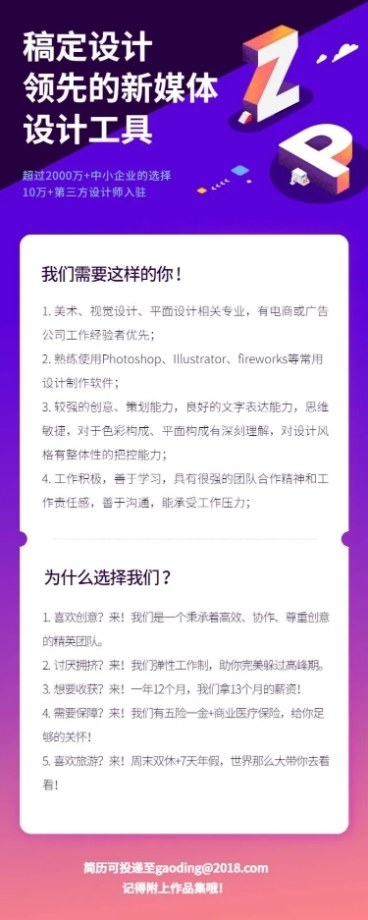 商务渐变简洁招聘长图预览效果