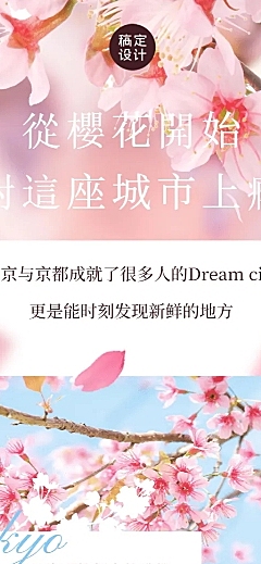 旅游出行樱花节新品上市浪漫活动清新实景长图海报