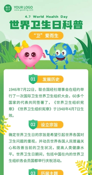 世界卫生日科普长图海报