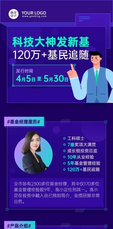 金融保险重要通知卡通手机长图
