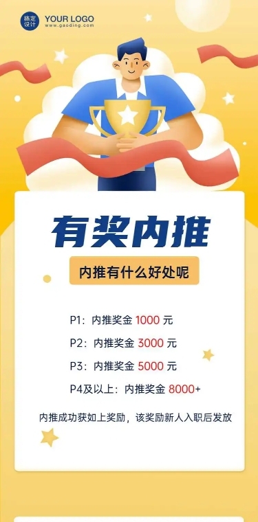 卡通企业内推达人名单通晒招聘长页H5