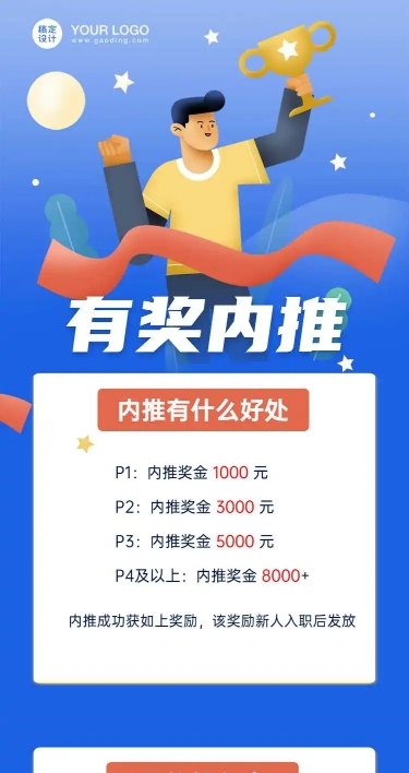 简约可爱企业内推达人名单招聘长页H5