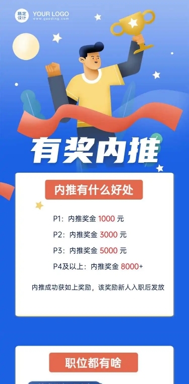 简约可爱企业内推达人名单招聘长页H5