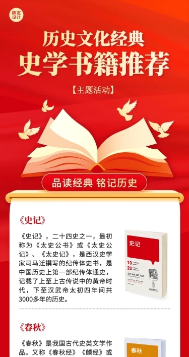 历史文化书籍推荐长图海报