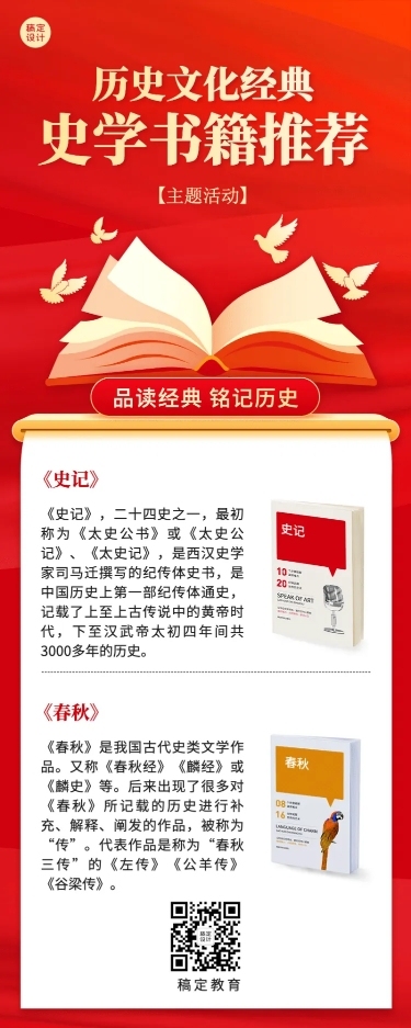 历史文化书籍推荐长图海报