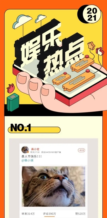 2.5D插画热点话题事件应援公告长图