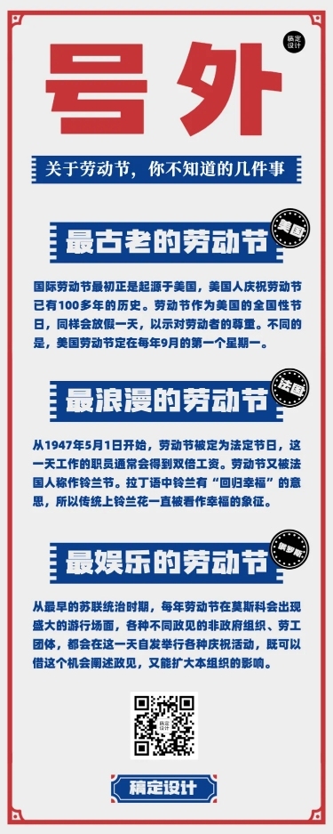 五一劳动节知识科普长图海报
