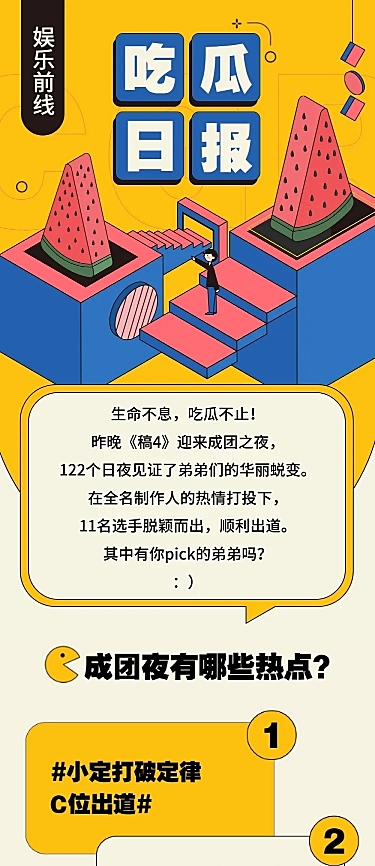 2.5D几何热点话题活动娱乐长图公告