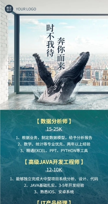 企业商务求职招聘实景长图海报