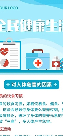 医疗保健全民健康公益宣传简约扁平风文章长图