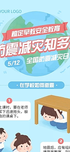 512防震减灾日知识科普早教长图