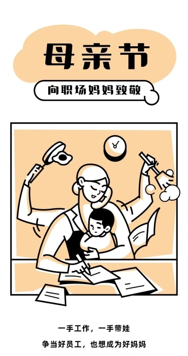 母亲节企业商务节日祝福简约条漫长图