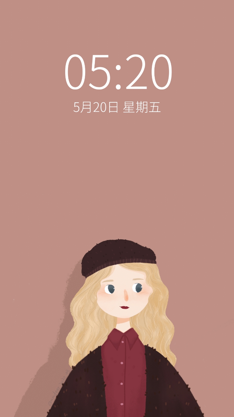 情人节文艺清新插画闺蜜手机壁纸套系预览效果