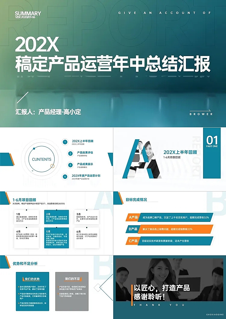 工作汇报年中总结商务渐变产品运营