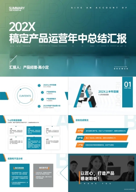 工作汇报年中总结商务渐变产品运营预览效果
