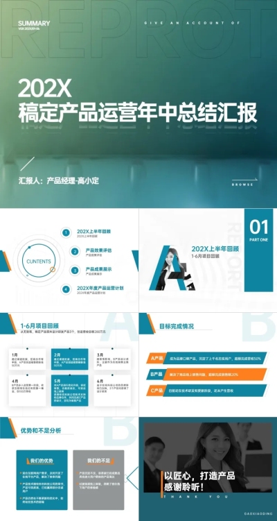 工作汇报年中总结商务渐变产品运营