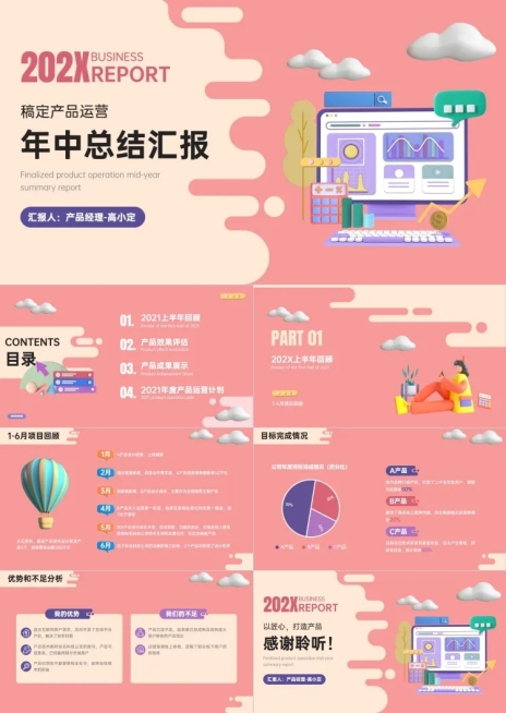 工作汇报年中总结产品运营3D预览效果