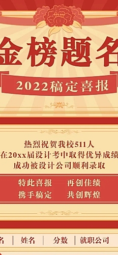 高考成绩喜报录取榜单长图海报