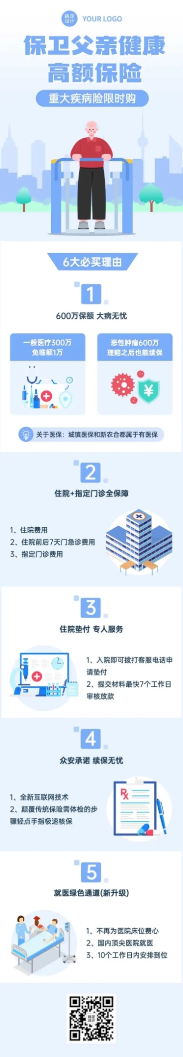父亲节医疗保健节日营手绘文章长图预览效果