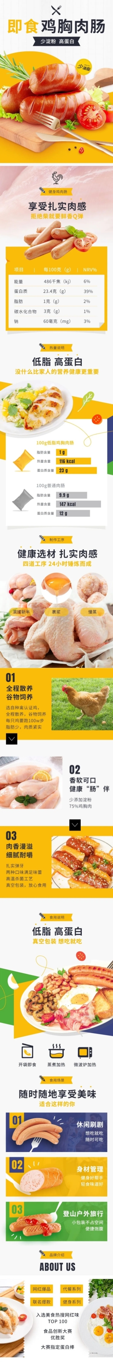 健身食品鸡肉肠详情页预览效果