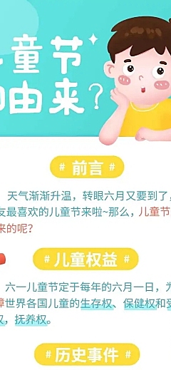 儿童节由来知识科普插画文章长图