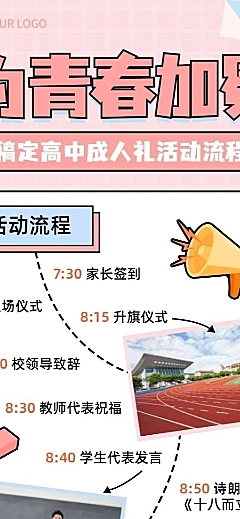 高中成人礼活动流程长图海报