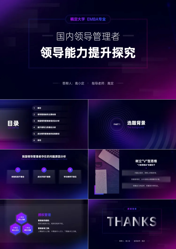 毕业论文答辩MBA专业商务渐变预览效果