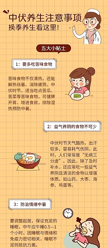 三伏天养生医疗健康文章长图