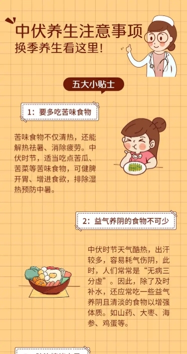 三伏天养生医疗健康文章长图