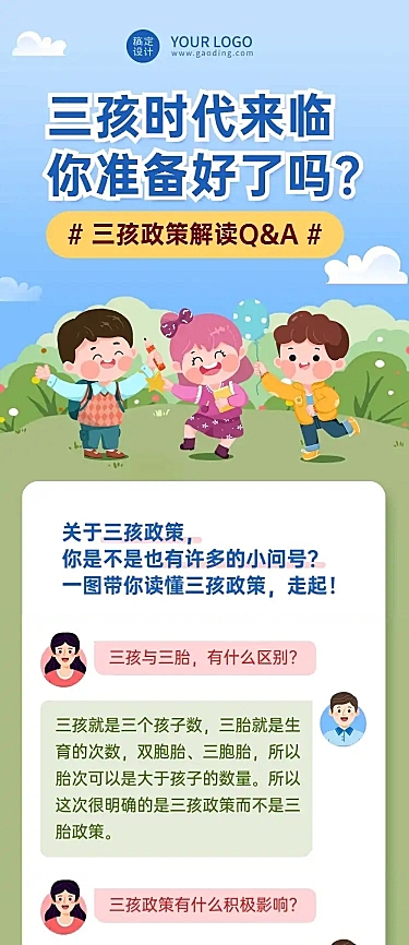 三孩政策解读科普文章长图