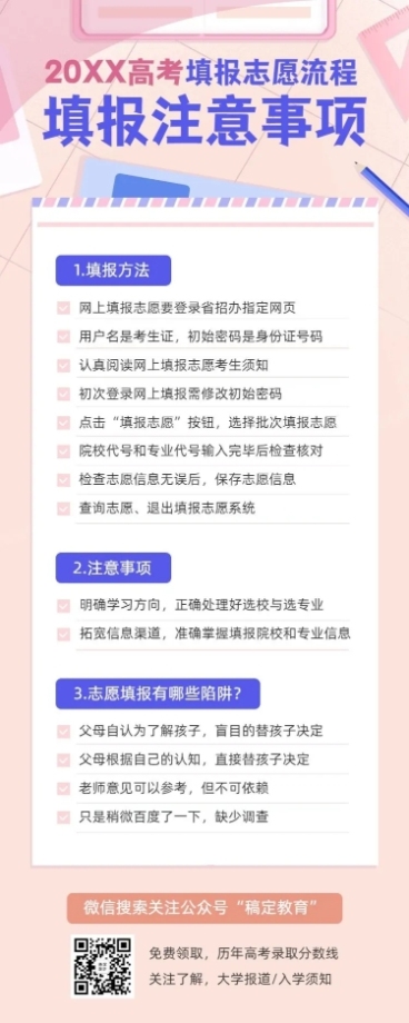 高考填报志愿流程长图海报预览效果
