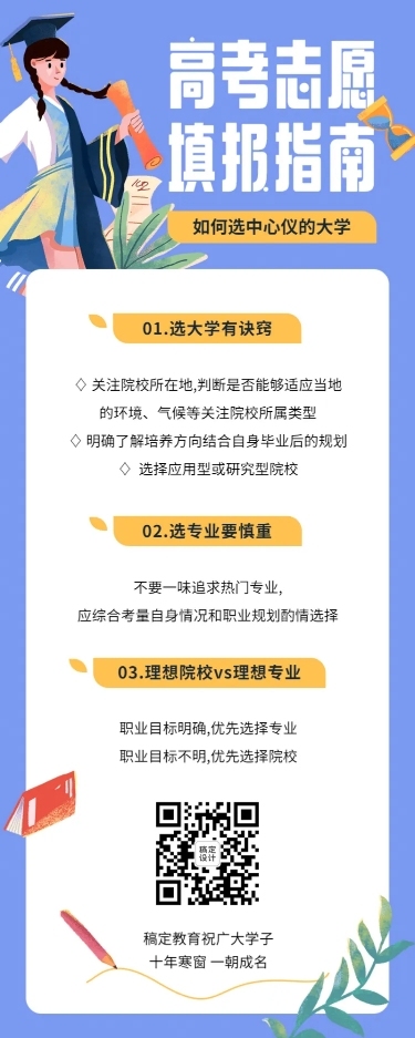 高考志愿填报指南注意事项长图海报