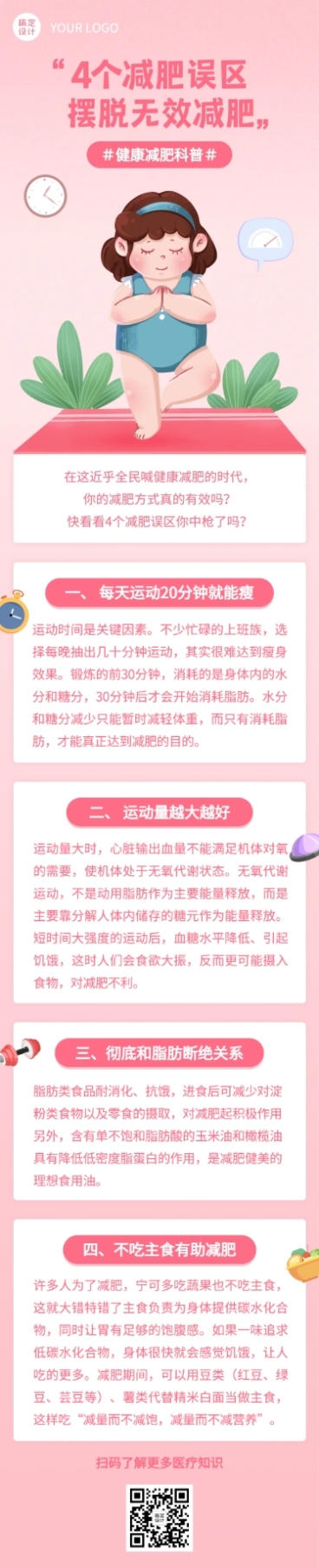 健康健身减肥医疗文章简约长图预览效果