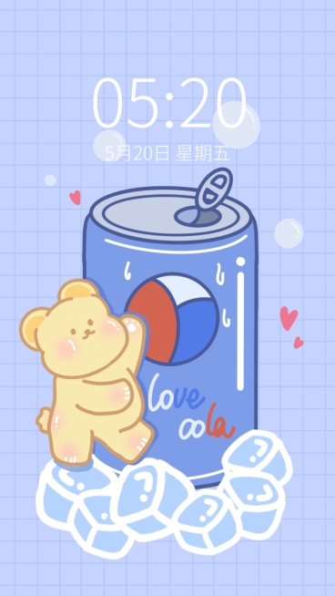 可爱动物插画情侣手机壁纸预览效果