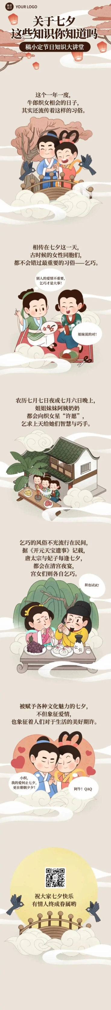 七夕节日趣味科普长图条漫预览效果