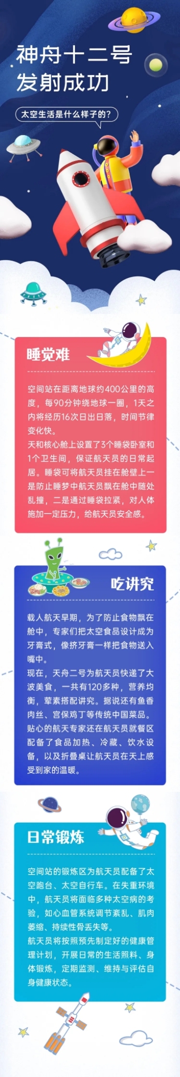 神舟十二号航天航空知识科普长图预览效果