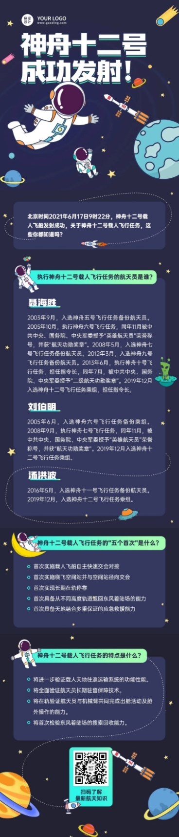 神舟十二号航空知识科普长图预览效果